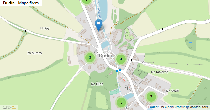 Dudín - mapa firem
