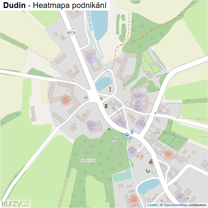 Mapa Dudín - Firmy v části obce.
