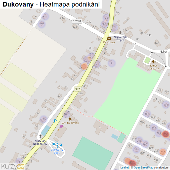 Mapa Dukovany - Firmy v části obce.