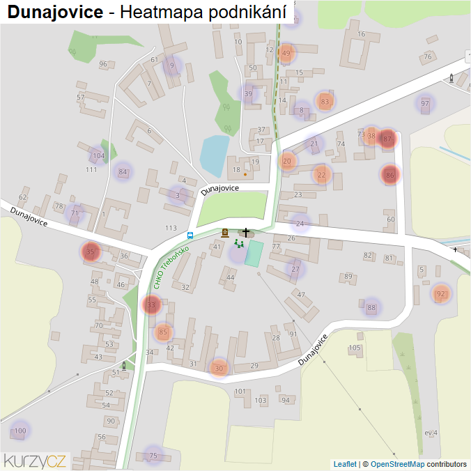 Mapa Dunajovice - Firmy v části obce.