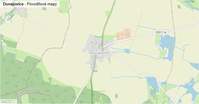 Dunajovice - záplavové mapy stoleté vody