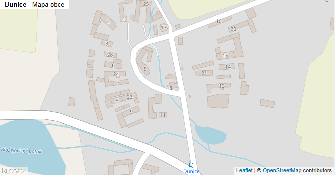 Dunice - mapa obce