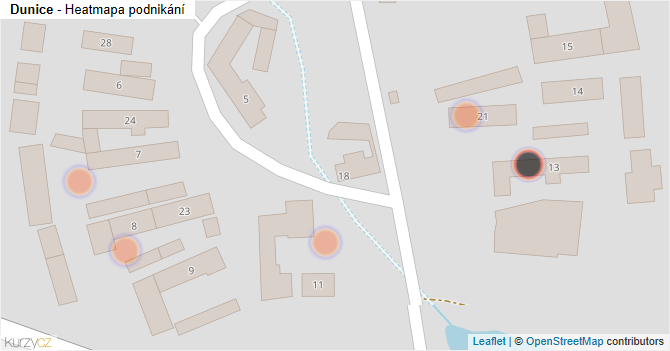 Dunice - mapa podnikání