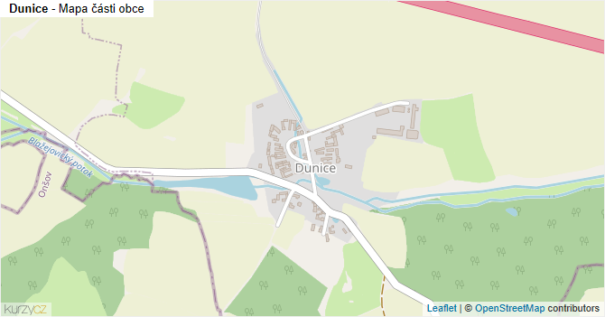 Dunice - mapa části obce