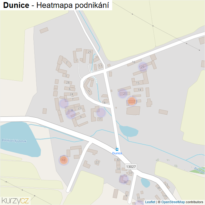 Mapa Dunice - Firmy v části obce.