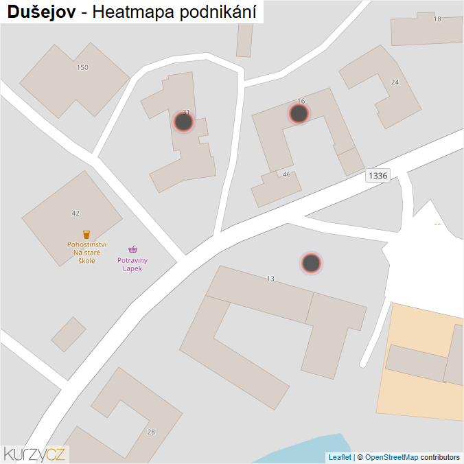 Mapa Dušejov - Firmy v obci.