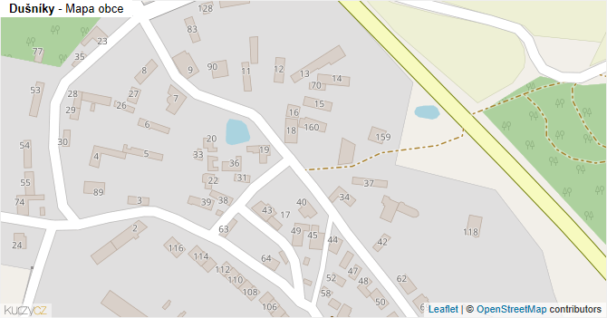 Dušníky - mapa obce