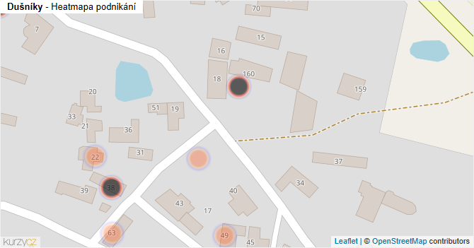 Dušníky - mapa podnikání