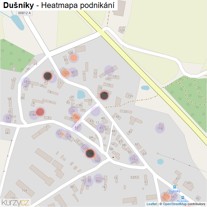 Mapa Dušníky - Firmy v části obce.