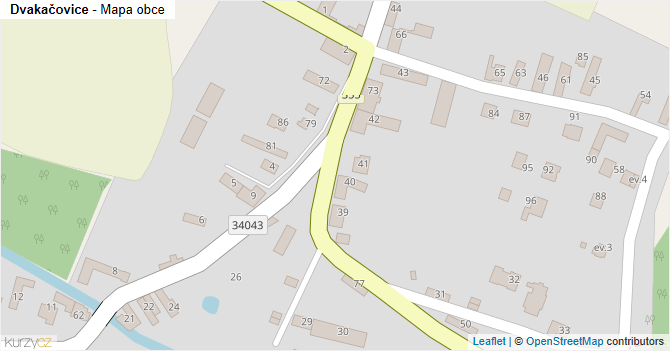 Dvakačovice - mapa obce