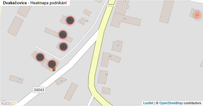 Dvakačovice - mapa podnikání