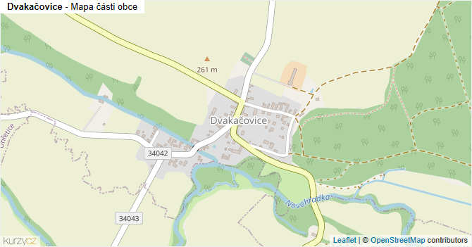 Dvakačovice - mapa části obce