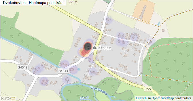 Dvakačovice - mapa podnikání