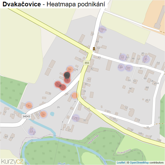 Mapa Dvakačovice - Firmy v části obce.