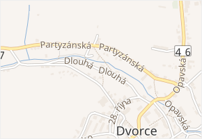 Dlouhá v obci Dvorce - mapa ulice