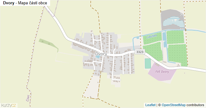 Dvory - mapa části obce
