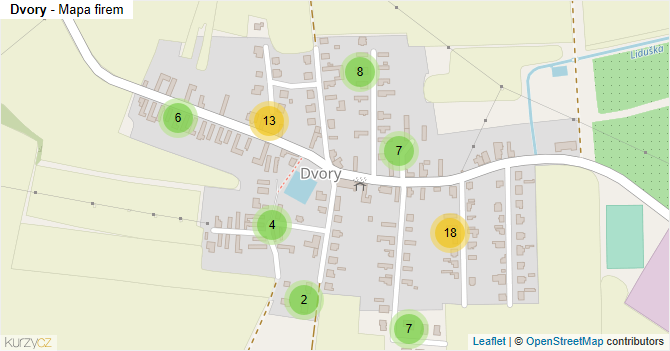 Dvory - mapa firem