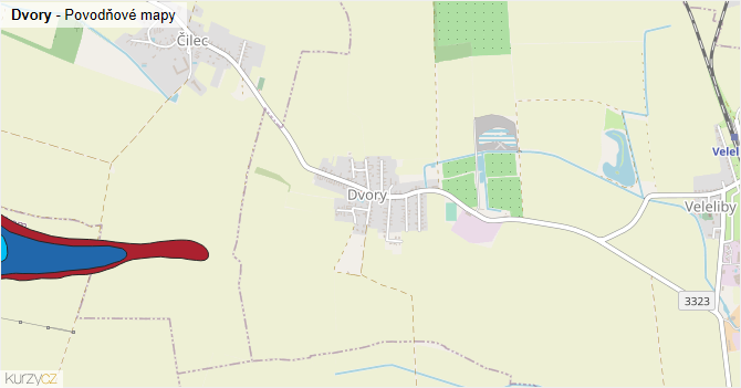 Dvory - záplavové mapy stoleté vody
