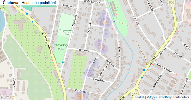Čechova - mapa podnikání