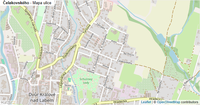 Čelakovského - mapa ulice