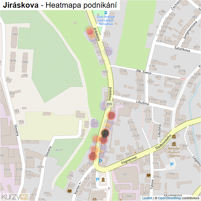 Mapa Jiráskova - Firmy v ulici.