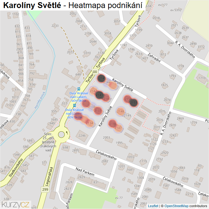 Mapa Karolíny Světlé - Firmy v ulici.