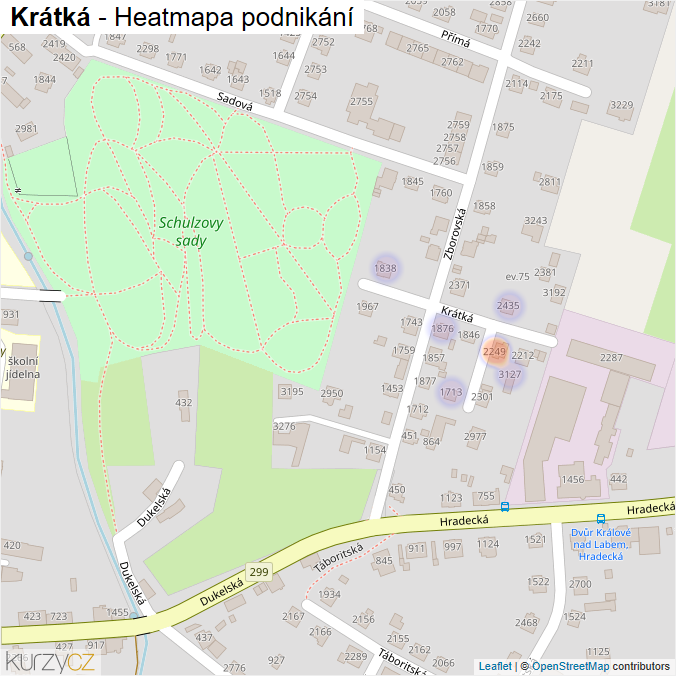 Mapa Krátká - Firmy v ulici.