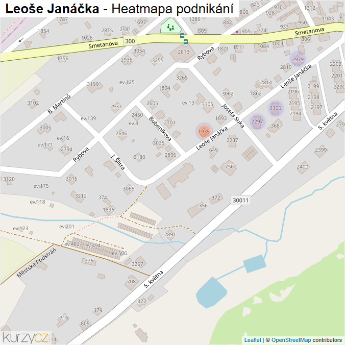 Mapa Leoše Janáčka - Firmy v ulici.