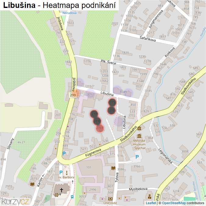 Mapa Libušina - Firmy v ulici.