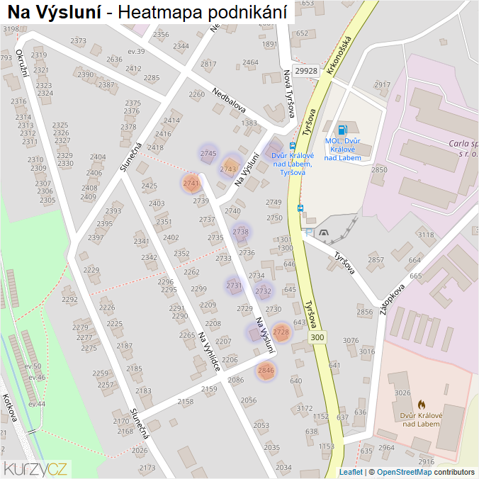 Mapa Na Výsluní - Firmy v ulici.