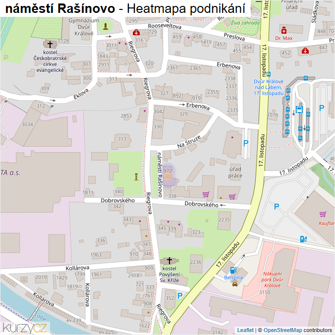 Mapa náměstí Rašínovo - Firmy v ulici.