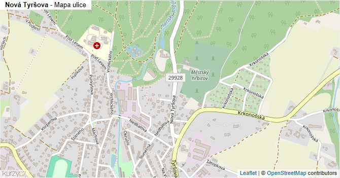 Nová Tyršova - mapa ulice