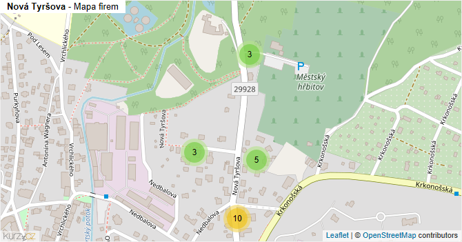 Nová Tyršova - mapa firem