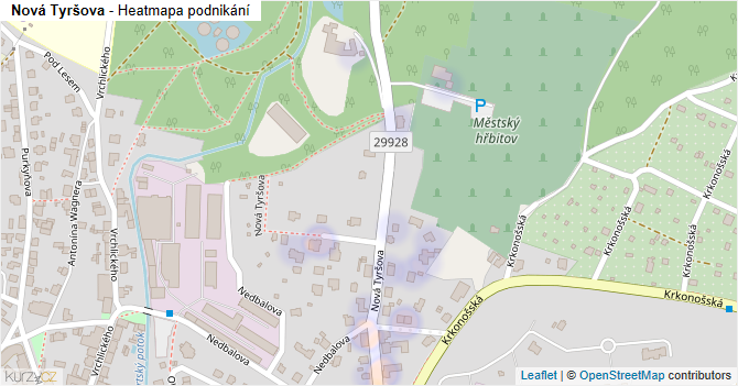 Nová Tyršova - mapa podnikání