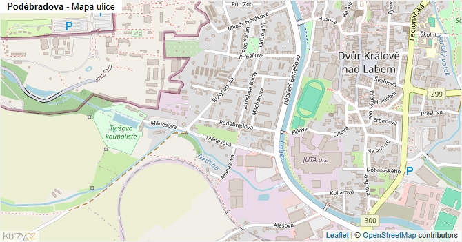 Poděbradova - mapa ulice