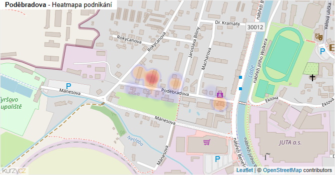Poděbradova - mapa podnikání