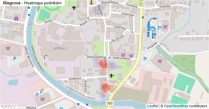 Riegrova - mapa podnikání