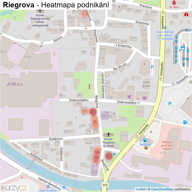 Mapa Riegrova - Firmy v ulici.