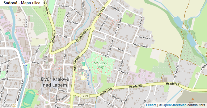 Sadová - mapa ulice