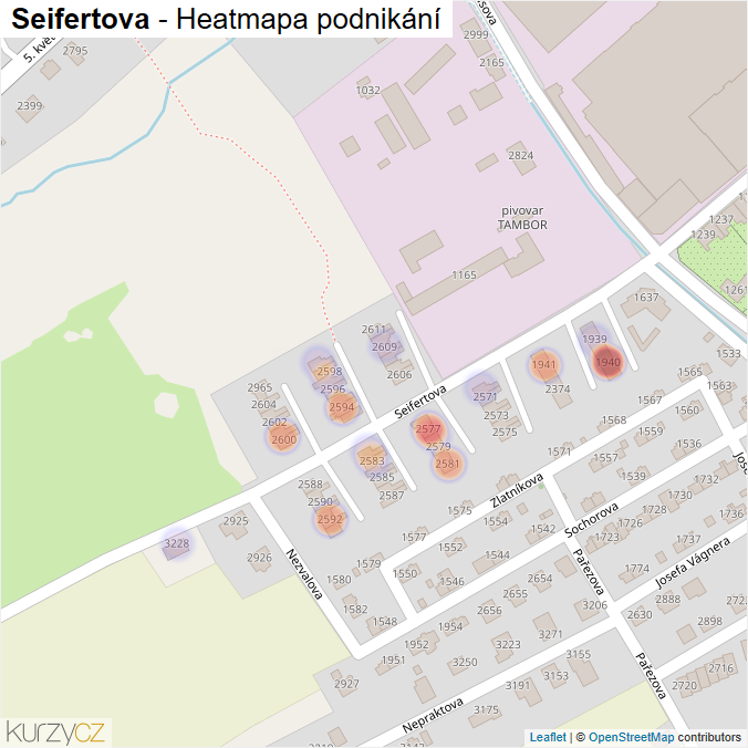 Mapa Seifertova - Firmy v ulici.