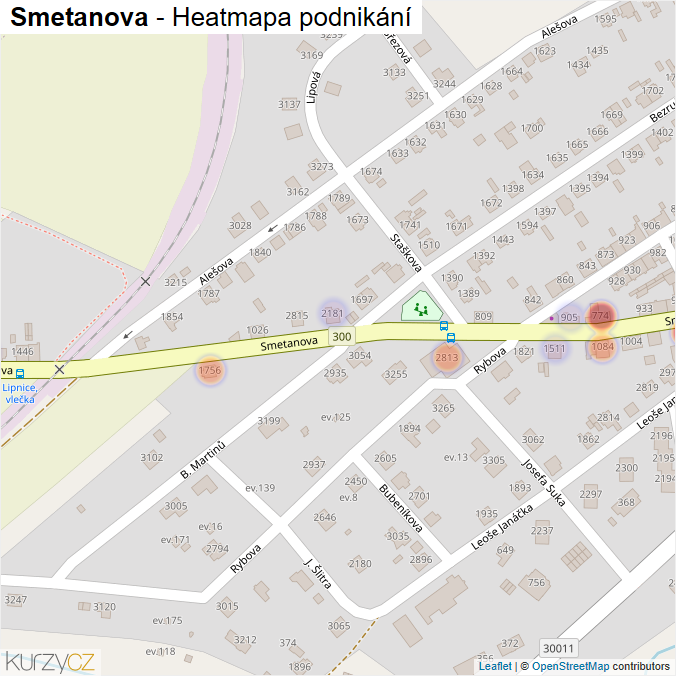 Mapa Smetanova - Firmy v ulici.