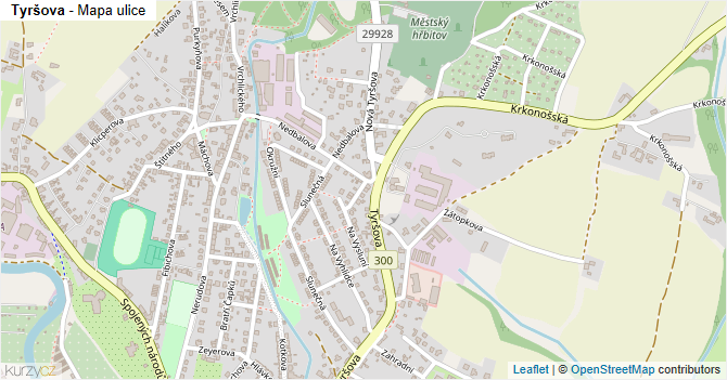 Tyršova - mapa ulice