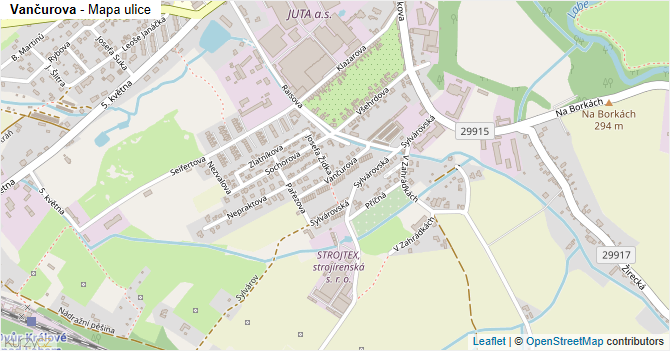 Vančurova - mapa ulice