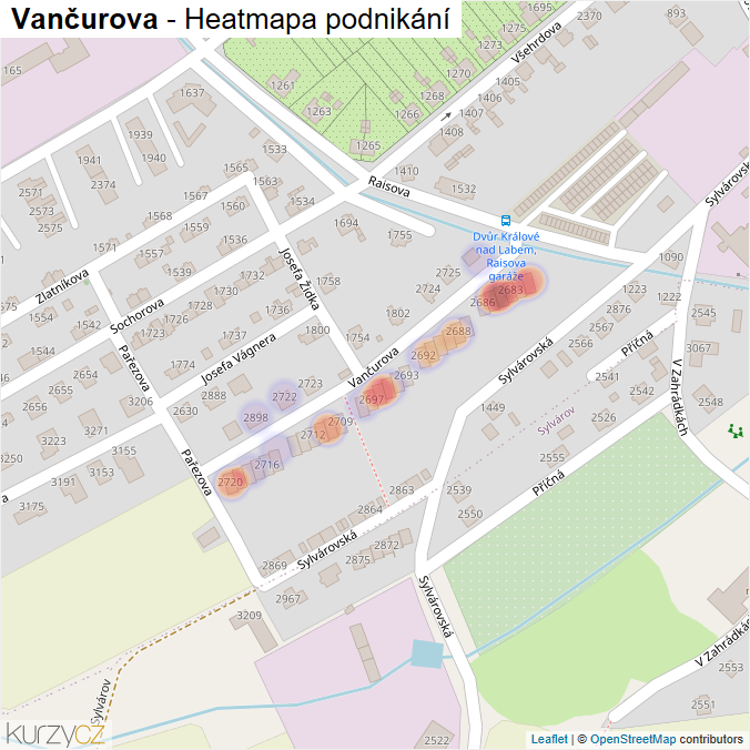 Mapa Vančurova - Firmy v ulici.