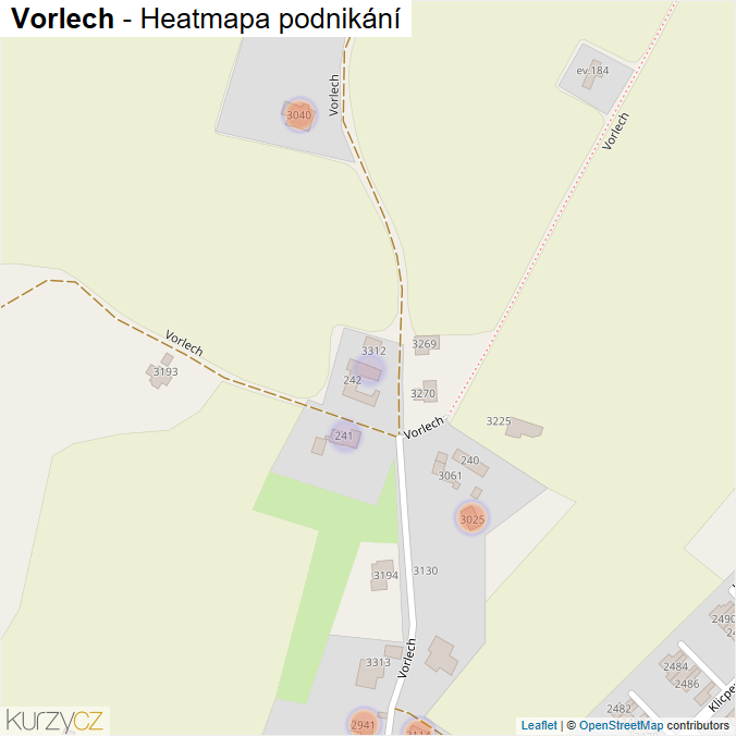 Mapa Vorlech - Firmy v ulici.
