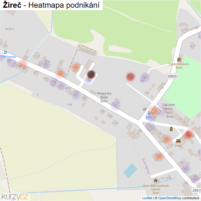 Mapa Žireč - Firmy v části obce.