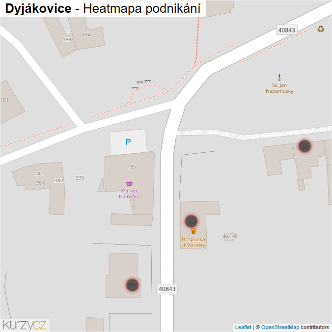 Mapa Dyjákovice - Firmy v obci.