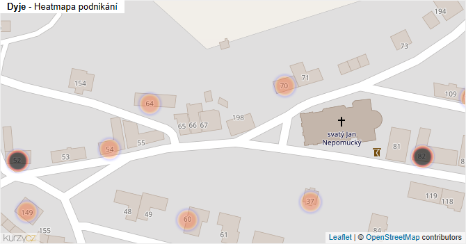 Dyje - mapa podnikání
