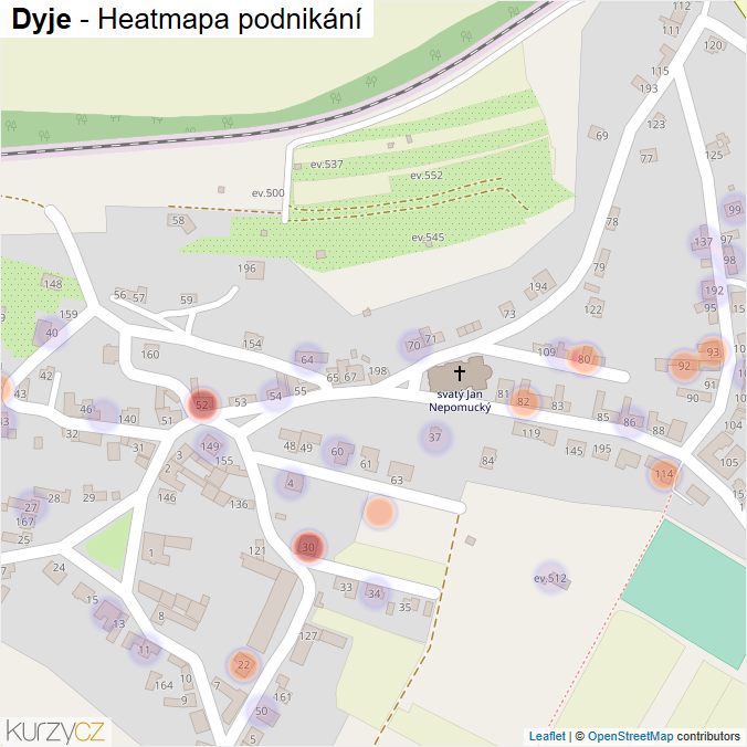 Mapa Dyje - Firmy v části obce.