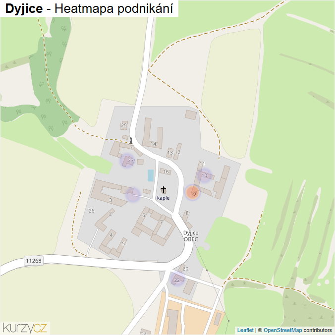 Mapa Dyjice - Firmy v části obce.